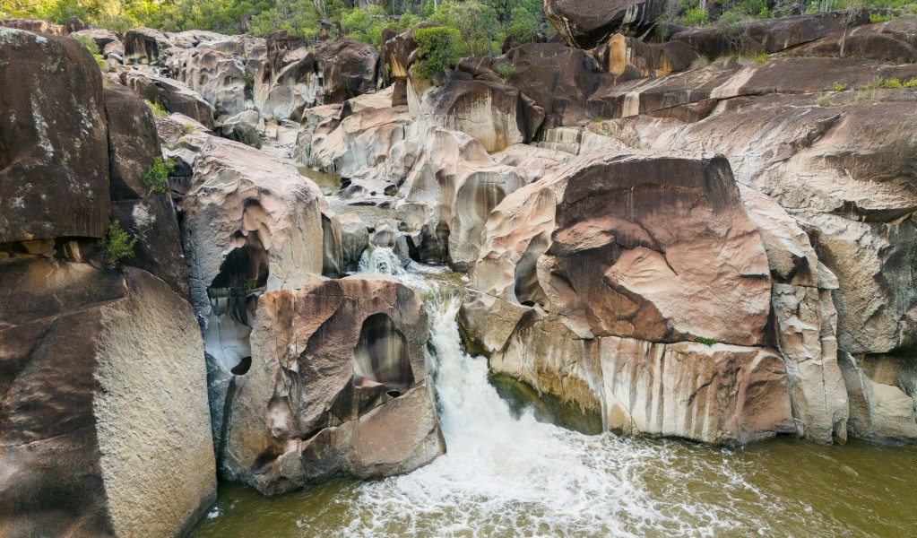 Cascading Macintyre Falls near Macintyre Falls picnic area in Kwiambal National Park. Photo: Simon Scott &copy; DCCEEW