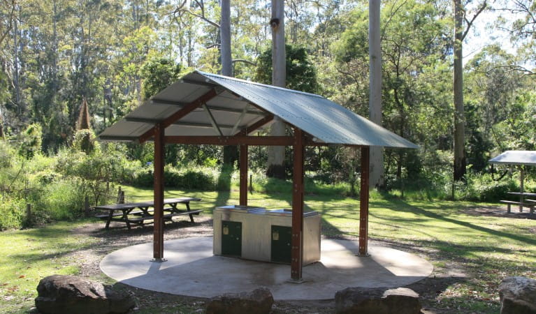A barbecue shelter at Carter Creek picnic area in Lane Cove National Park. Photo: Nathan Askey-Doran &copy; DPIE