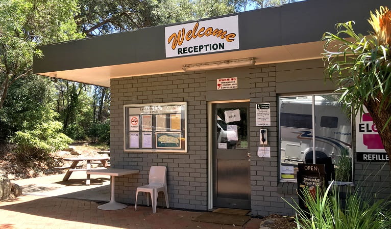 Reception kiosk at Lane Cove Holiday Park in Lane Cove National Park. Photo: Claire Franklin/OEH