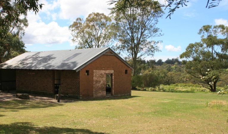 The outside of one of the picnic shelters at Tunks Hill picnic area in Lane Cove National Park. Photo: Nathan Askey-Doran &copy; DPIE