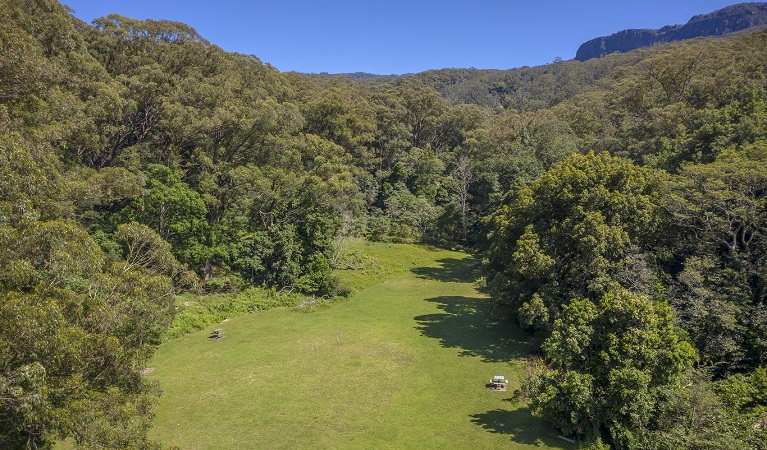 Aerial view of Cascades picnic area, Macquarie Pass National Park. Photo: John Spencer &copy;DPIE