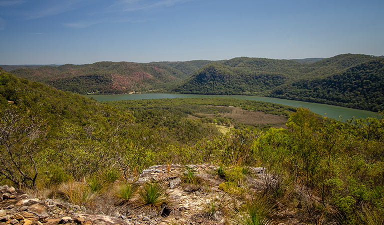 The view of the Hawkesbury River from Canoelands Ridge horse riding trail in Marramarra National Park. Photo: John Spencer &copy; DPIE