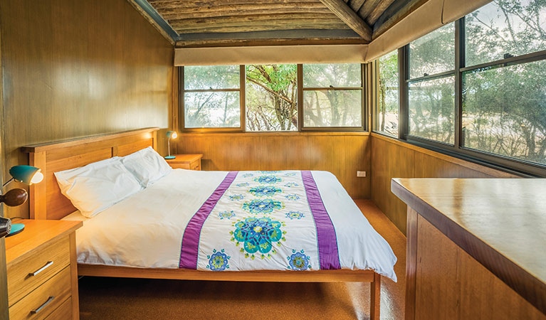 Double bedroom in Myer House, Mimosa Rocks National Park. Photo: John Spencer/OEH