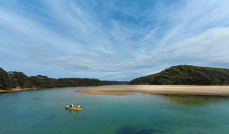 Couple canoeing in Nelsons Lagoon, Mimosa Rocks National Park. Photo: David Finnegan &copy; OEH