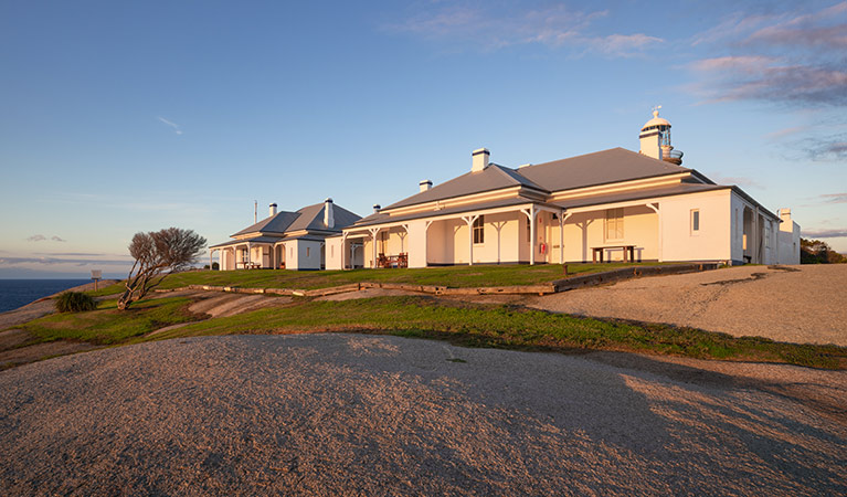 View of Montague Island Assistant Lighthouse Keepers Cottage at sunrise. Photo: Daniel Tran/OEH