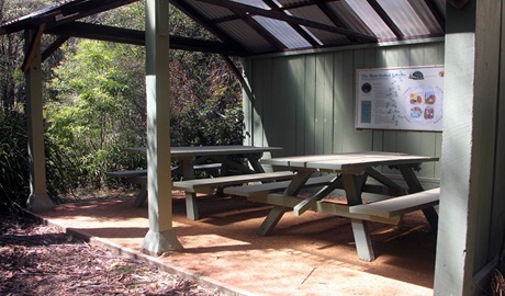 Fitzroy Falls Riverside picnic huts, Morton National Park. Photo: Geoffrey Saunders &copy; DPIE