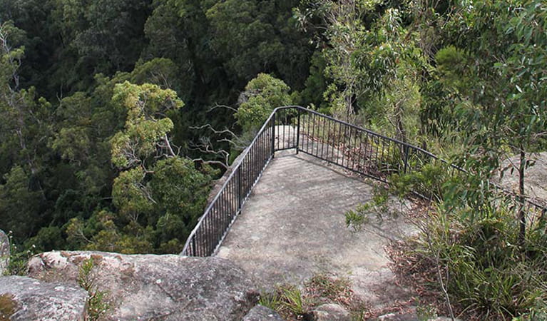 View from above of Grand Canyon lookout platform in bushland setting. Photo: John Yurasek/OEH.