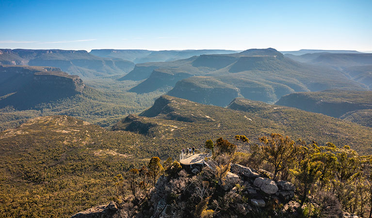 People on the lookout, Pigeon House Mountain Didthul walking track, Morton National Park. Photo credit: John Spencer &copy; DPIE