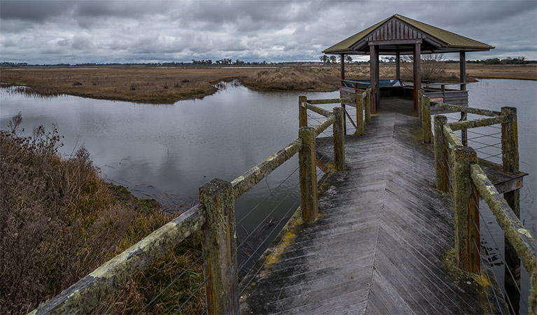 Mother of Ducks Lagoon Nature Reserve birdwatching platform, Mother of Ducks Lagoon Nature Reserve. Photo: John Spencer &copy; DPIE