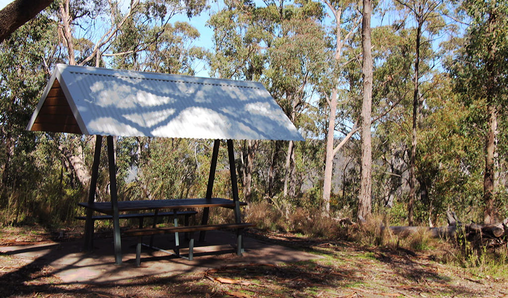 Picnic table with shelter at Coryah Gap picnic area in Mount Kaputar National Park. Photo &copy; Jessica Stokes