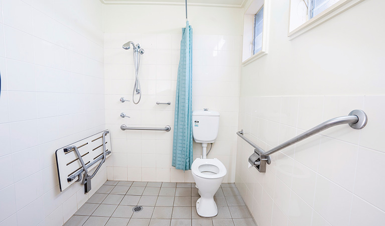 Wheelchair accessible bathroom in Dickson cabin. Photo: Simone Cottrell/OEH