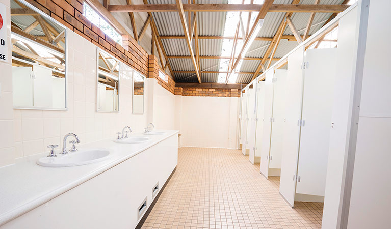 Interior of the amenities block at Dawsons Spring campground. Photo: Simone Cottrell/OEH