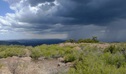  View of approaching storm across bushland and beyond to distant mountains and valleys in Mount Kaputar National Park. Photo &copy; Fiona Gray