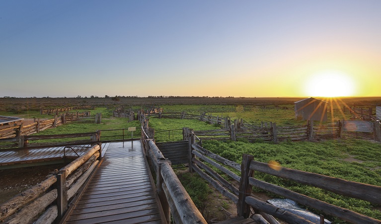 View of the sunset from Mungo Woolshed in Mungo National Park. Photo: Vision House Photography &copy; DPIE and Vision House Photography