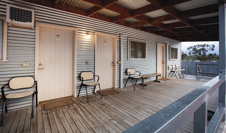 Mungo Shearers' Quarters verandah, Mungo National Park. Photo: Vision House Photography