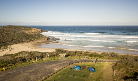 Aerial view of Frazer campground, Munmorah State Conservation Area. Photo: John Spencer/OEH