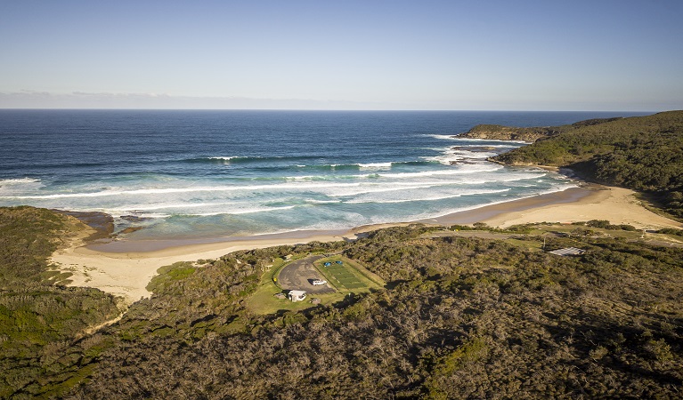 Aerial view of Frazer campground, Munmorah State Conservation Area. Photo: John Spencer/OEH