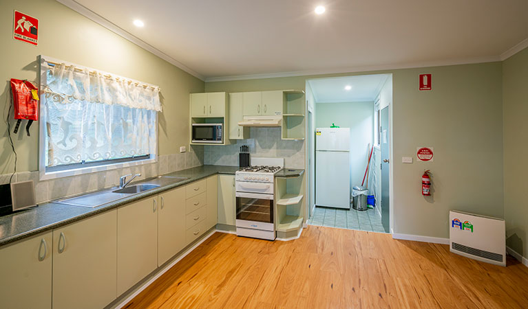 The kitchen at Depot Beach cabins in Murramarang National Park. Photo: John Spencer &copy; DPIE