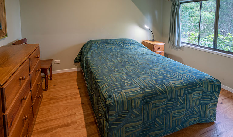 A bedroom in one of the Depot Beach cabins in Murramarang National Park. Photo: John Spencer &copy; DPIE