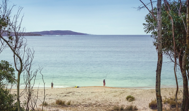 2 people fishing at Depot Beach near Batemans Bay. Photo: Nick Cubbin/DPIE