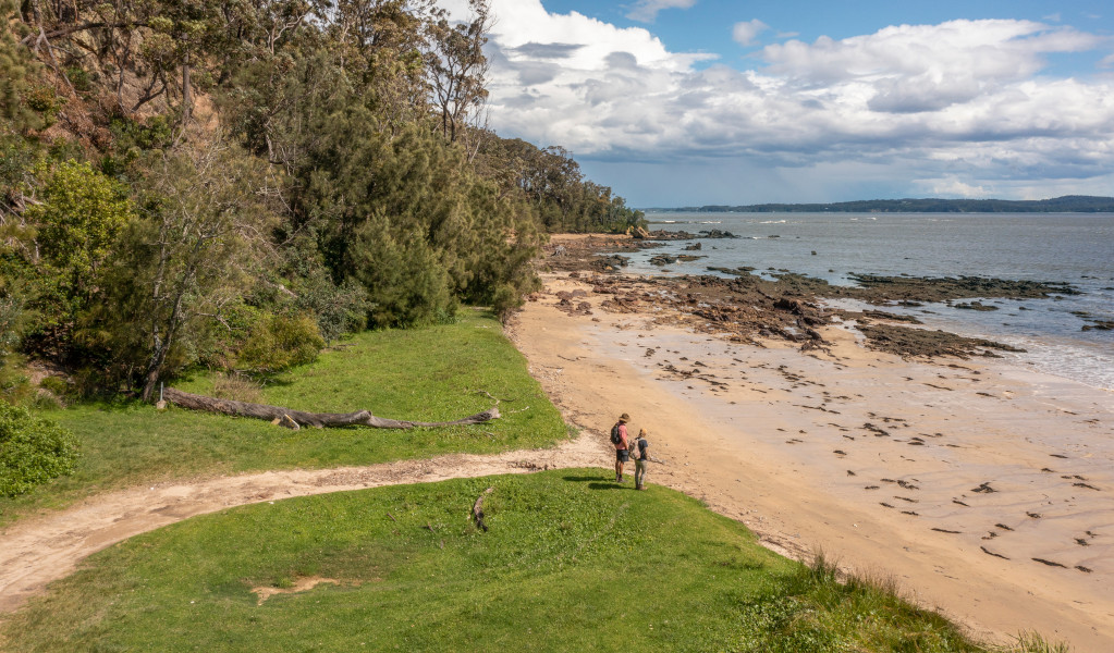 Aerial view of Maloneys Beach in Murramarang National Park. Credit: John Spencer &copy; DPE