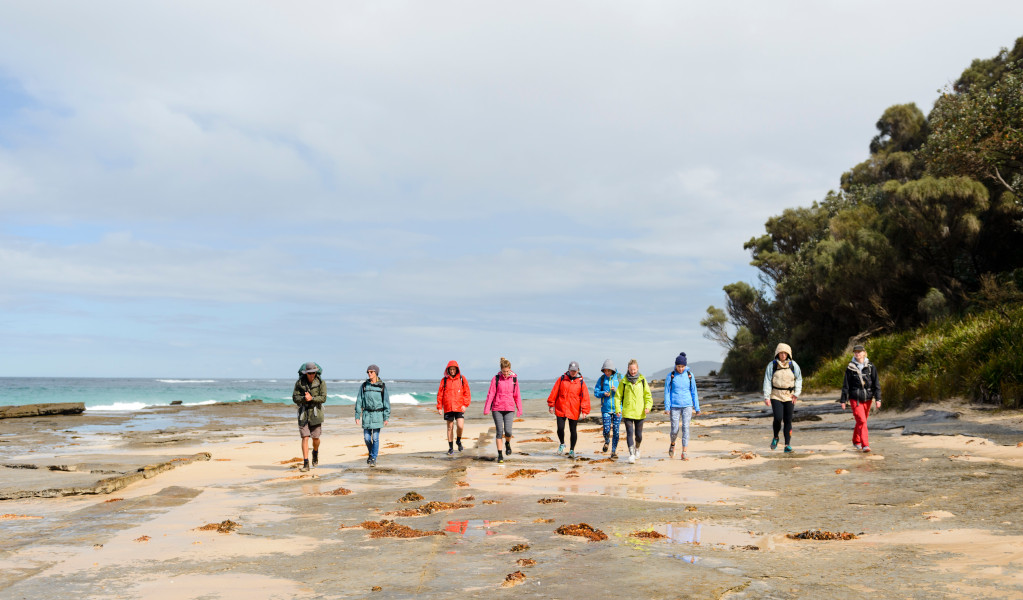 A group of walkers on a guided tour in Murramarang National Park. Credit: Region X