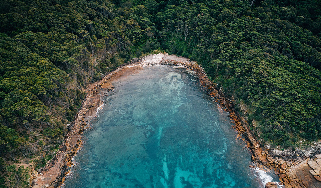 Aerial view of Snake Bay in Murramarang National Park. Credit: Melissa Findley © Melissa Findley