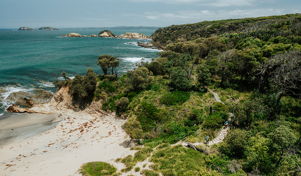Aerial view of North Head Beach, Murramarang National Park. Credit: Remy Brand © Remy Brand