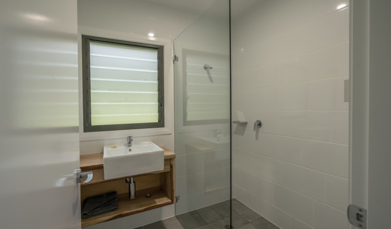 The bathroom at Pebbly Beach shacks in Murramarang National Park. Photo: John Spencer &copy; DPIE