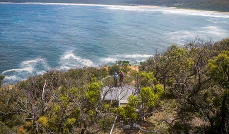 People at Point Upright lookout admiring ocean views, Murramarang National Park. Credit: John Spencer &copy; DPE