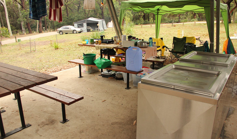 Barbecue area, Pretty Beach campground. Photo: John Yurasek &copy; OEH