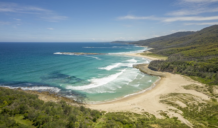 View over Pretty Beach in Murramarang National Park. Photo credit: John Spencer &copy; DPIE