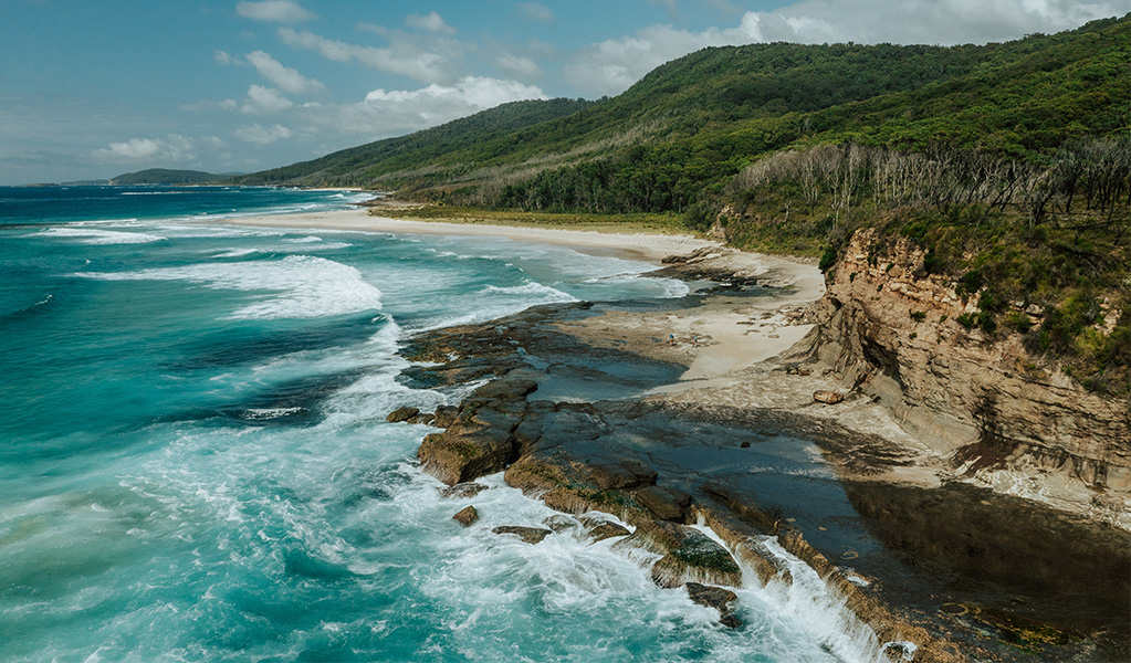 Aerial view of coastal rock platforms, Murramarang National Park. Credit: Remy Brand &copy; Remy Brand