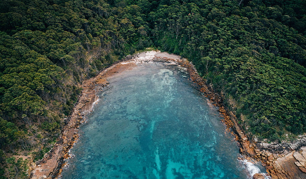 Aerial view of Snake Bay in Murramarang National Park. Credit: Melissa Findley &copy; Melissa Findley