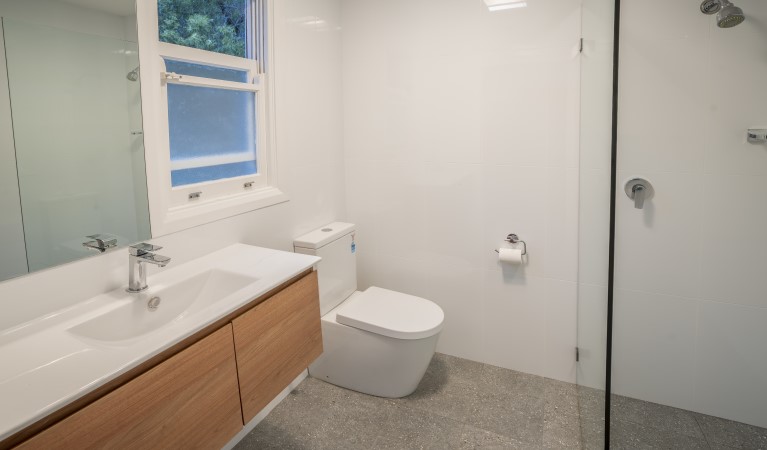 The bathroom at Yellow Rock Beach House in Murramarang National Park. Photo: John Spencer &copy; DPIE