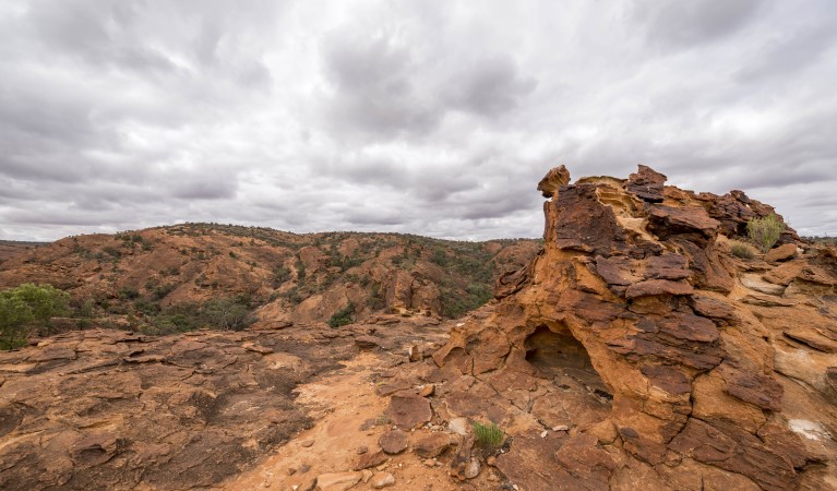 Rocky slopes and rock falls along Rockholes Loop walking track in Mutawintji National Park. Photo: John Spencer &copy; OEH