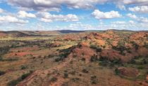An aerial view of the outback landscape surrounding Split Rock walking track near Broken Hill. Credit: Kristy Lawrie &copy; DCCEEW