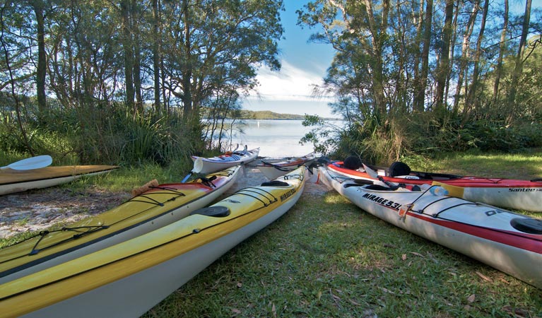 Neranie campground canoes, Myall Lakes National Park. Photo: John Spencer/DPIE