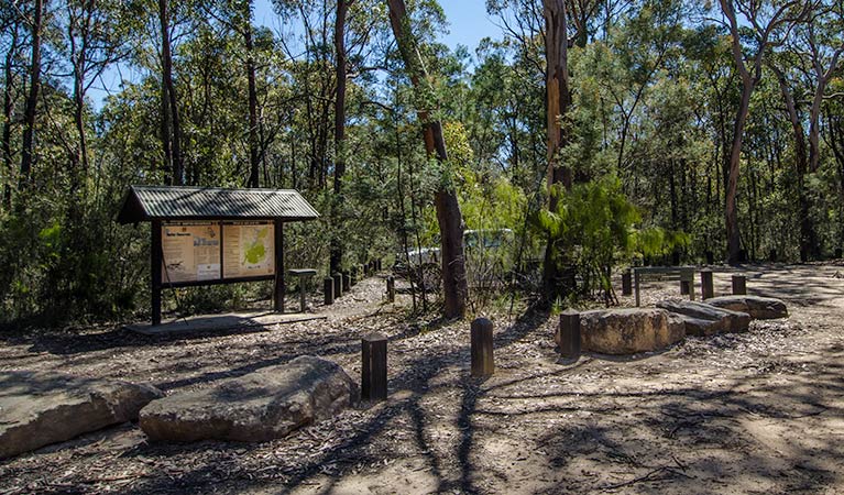 The carpark at the walk entry, Corridor walk, Nattai National Park. Photo: John Spencer &copy; OEH