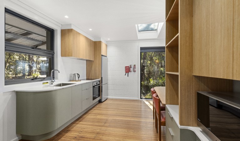 The kitchen at The Chalet in New England National Park. Photo: Mitchell Franzi &copy; DPIE