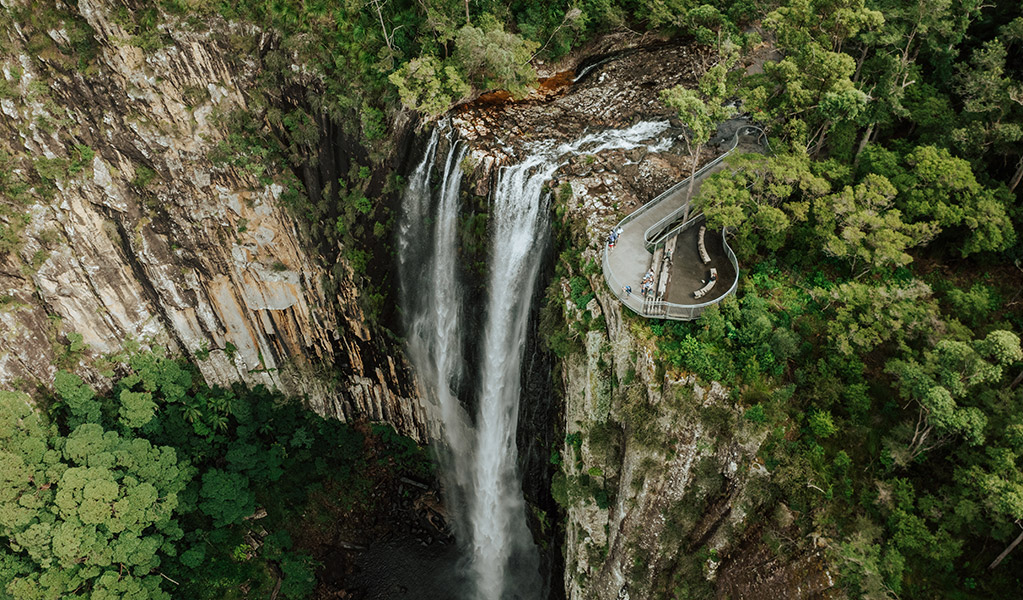 Aerial view of Minyon Falls and the accessible lookout. Credit: Daniel Parsons/DCCEEW © Daniel Parsons