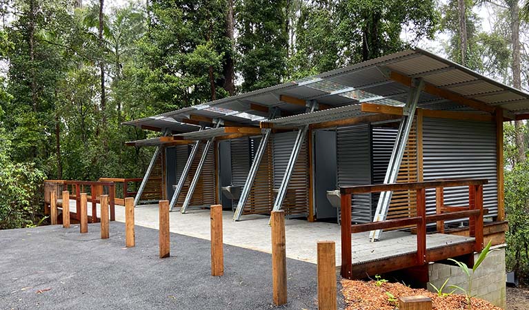 The toilet facilities at Minyon Falls lookout in Nightcap National Park. Photo credit: Barbara Webster &copy; DPIE