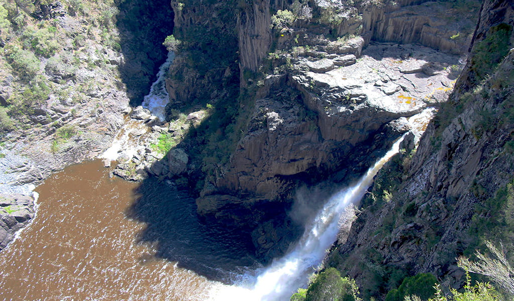 View of a powerfall waterfall plunging into a deep chasm in Oxley Wild Rivers National Park. Photo &copy; Jessica Stokes