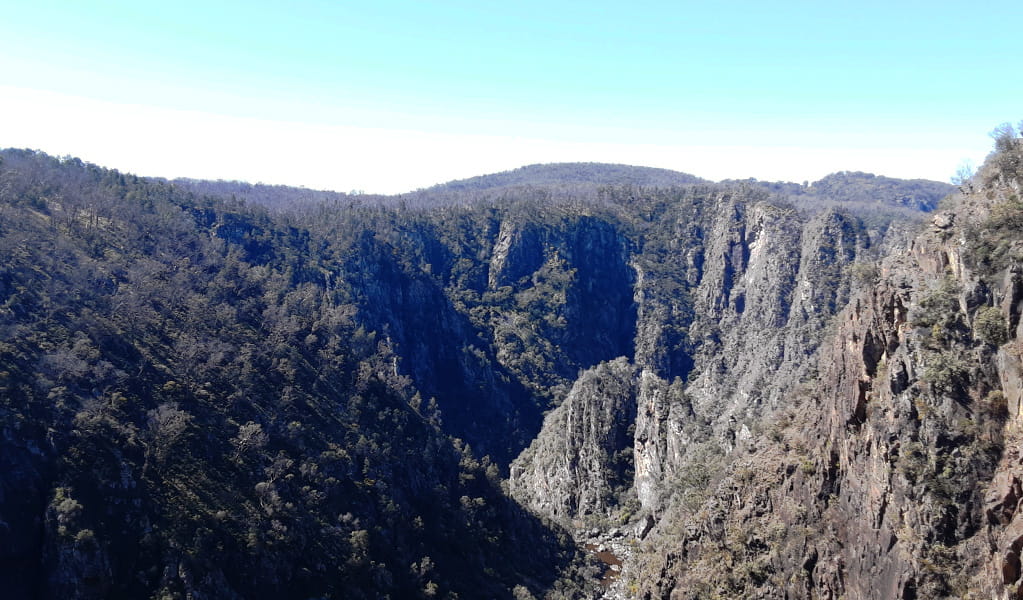 View of a deep and rugged gorge with a river coursing through it.  Photo credit: Josh Armitage &copy; DPIE
