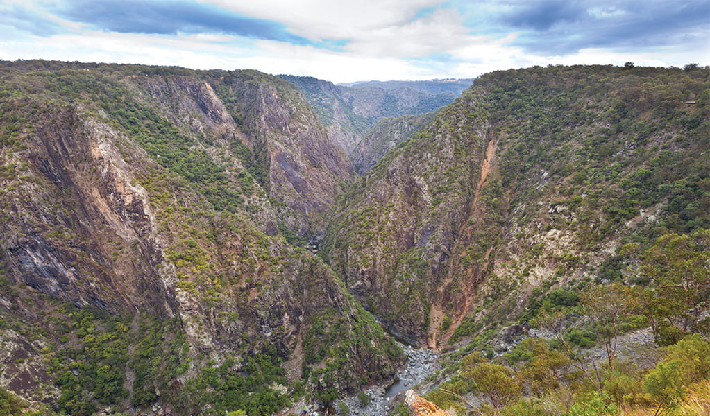 View of rivers at the bottom of steep and rocky gorges. Photo credit: Rob Cleary &copy; DPIE