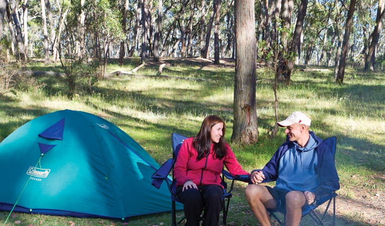 Two people in the Apsley Falls campground. Photo: Rob Cleary