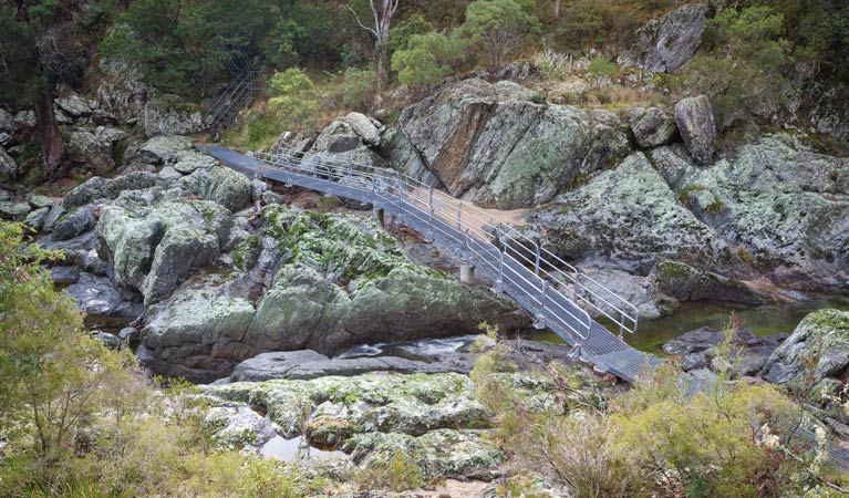 Bridge along the Wollomombi walk crossing a river, Oxley Wild Rivers National Park. Photo: Rob Cleary