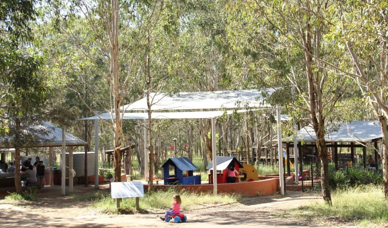 Family picnic and adventure playground area overlooking a toddlers' play space in Rouse Hill Regional Park. Photo: John Yurasek &copy; OEH