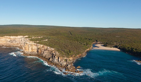 Aerial view of Wattamolla picnic area and lagoon, Royal National Park. Photo: David Finnegan/OEH