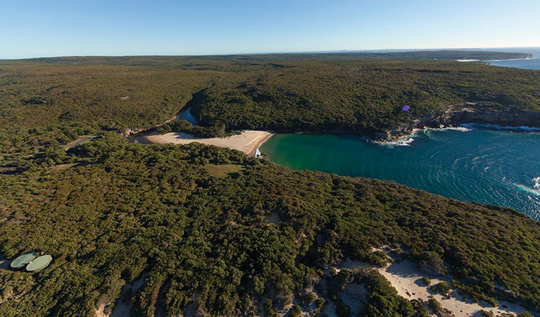 Aerial view of Wattamolla picnic area and lagoon, Royal National Park. Photo: David Finnegan/OEH